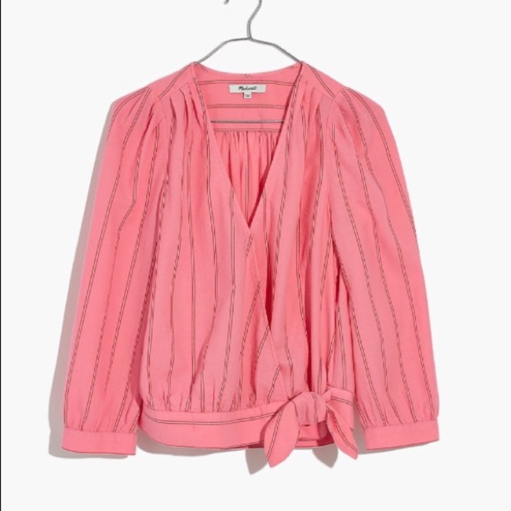 Madewell wrap top in Cecilia stripe NWT